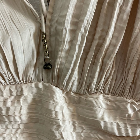 Free People Bonny Mini Dress Pleated Tiered Hem Defined Waist Prosecco Sz Medium - Picture 6 of 12